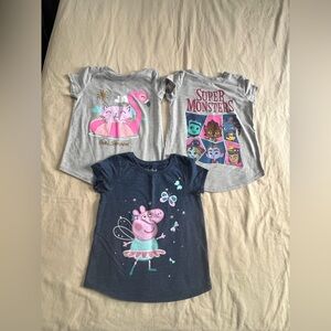 jumping beans Girls Graphic Tees - Gray, Dark Blue, Pink Accents
